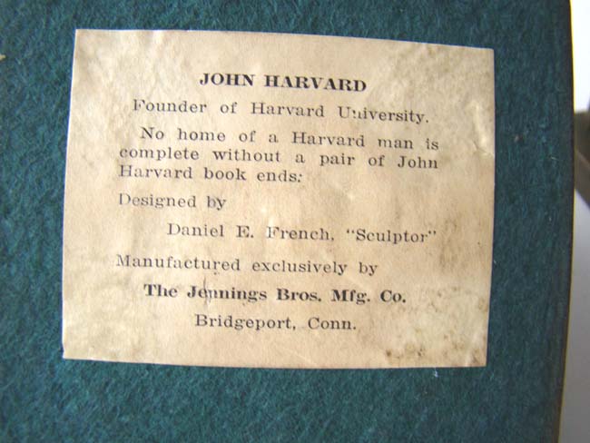 A pair of John Harvard Bookends circa 1915 — image 4